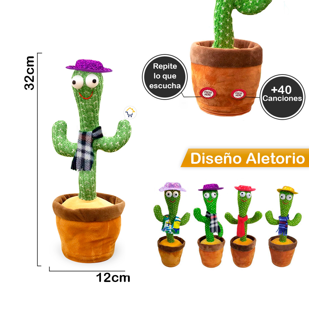 Miniatura 3 de Cactus Bailarín Peluche Parlante 343M